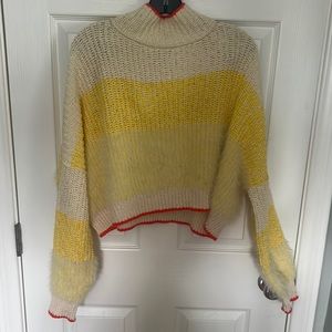 FREE PEOPLE yellow fuzzy sweater